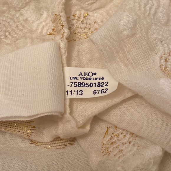 American Eagle Outfitters White Metallic Gold Polka Dot Infinity Scarf - Picture 7 of 7